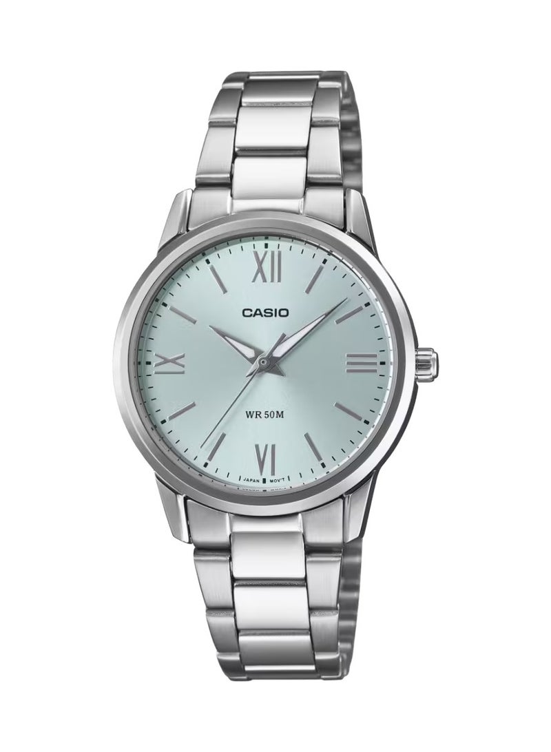 كاسيو Enticer Analog Women’s Watch LTP‑1303DD‑2AVDF, 35.5 mm Blue Dial, Ion‑Plated Stainless Steel Case & Bracelet, 50 m WR - Image 1