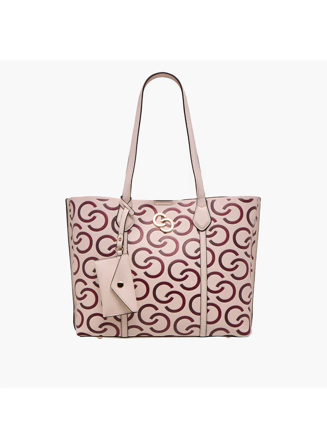 سيليست Women Monogram Textured Tote Bag with Pouch and Zip Closure