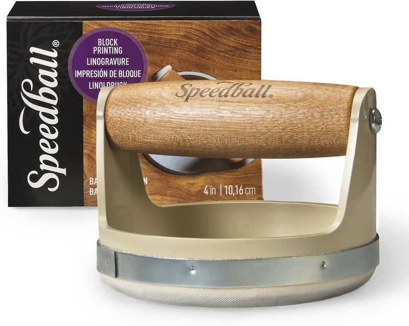 Speedball Block Printing Baren - Comfortable Wooden Handle, Made in the USA - 4 Inches (4139) - Image 1