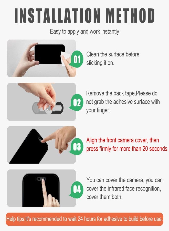 EYSOFT Privacy Cover Compatible for iPhone 14 Pro/iPhone 14 Pro Max with Front Camera Cover,Protect Privacy and Security,Open/Close Face Recogition Anti-Spy Camera Cover, Easy-Adhesive Design-2Pack - Image 3