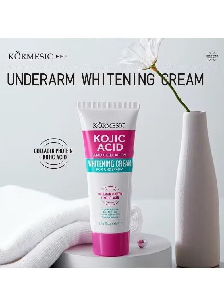 Kormesic حمض كوجيك وكولاجين كريم تبييض تحت الذراعين، تقليل مظهر البقع الداكنة والصبغة غير المتساوية، 50 مل - Image 3
