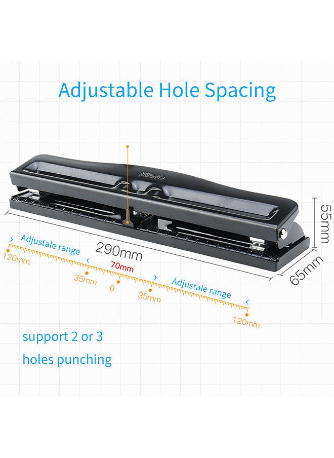 Kw-trio - Portable 4 Hole Punch Handheld Metal Hole Puncher 10 Sheet Capacity 7mm Aperture Paper Punch for A4 A5 A7 A6 B5 Notebook Scrapbook Diary Planner - Image 1