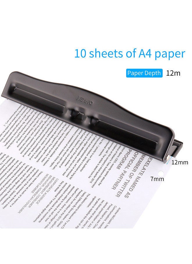 Kw-trio Portable 4 Hole Punch Handheld Metal Hole Puncher 10 Sheet Capacity 7mm Aperture Paper Punch for A4 A5 A7 A6 B5 Notebook Scrapbook Diary Planner  - Image 4