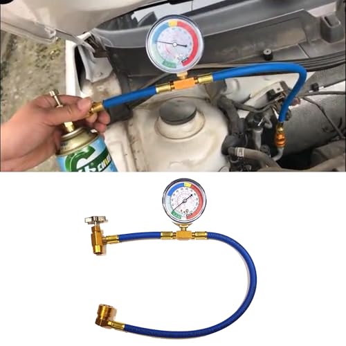 Alieemo R134A Car AC Refrigerant Charging Hose Air Conditioning Charge Hose with Gauge 12 Dispensing Valve Automotive AC System Maintenance Accessories Universal for SUV RV Truck - Image 1
