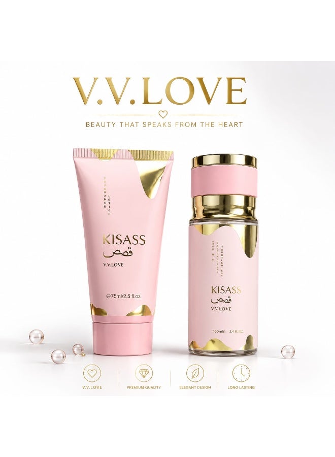 في في لوف KISASS قصص V.V.LOVE مجموعة عطر ولوشن للجسم - Image 3