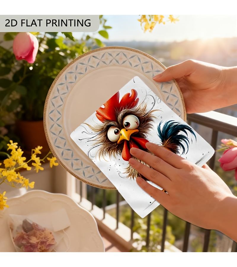 منشفتا مطبخ مقاس 18 × 26 بوصة، طباعة ديكور كرتونية، قطع قماش للأطباق ماصة للطهي والخبز - Image 2