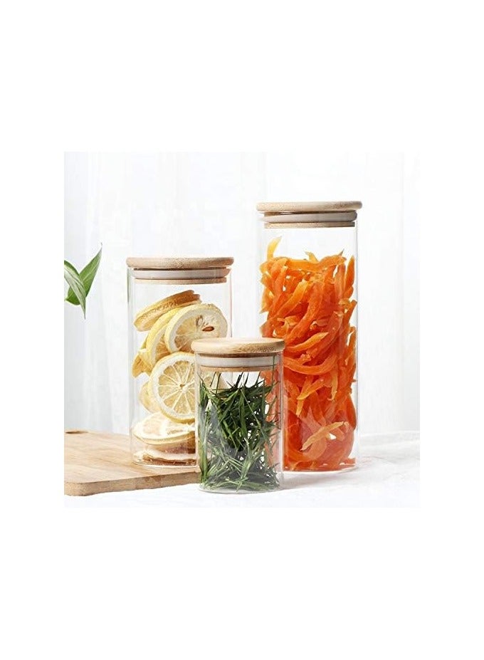 BLACKSTONE Set of 2 Pcs Premium Borosilicate Glass Canister with Airtight Wooden Lids (450ML) - Image 4