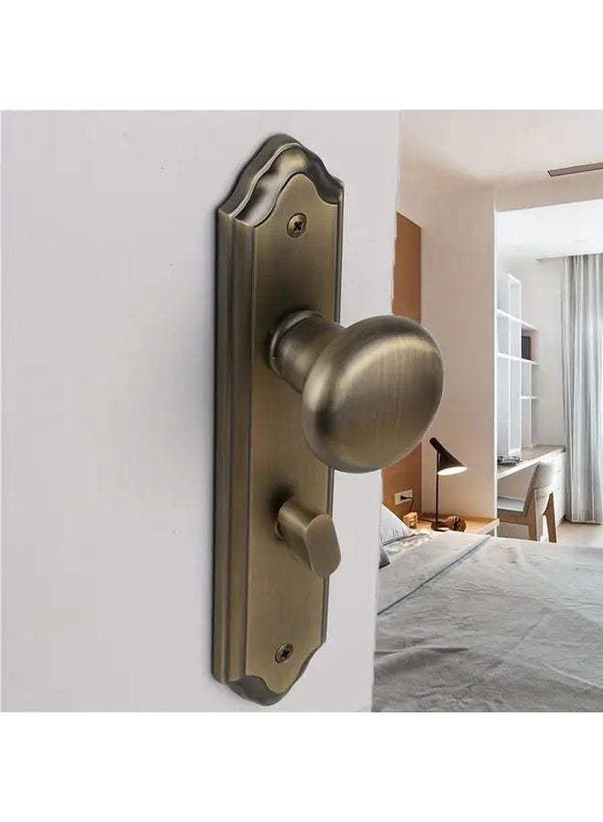 Bronze Zinc Alloy Round Door Knob Set With Lock Key For Bedroom Bathroom Office - Image 1