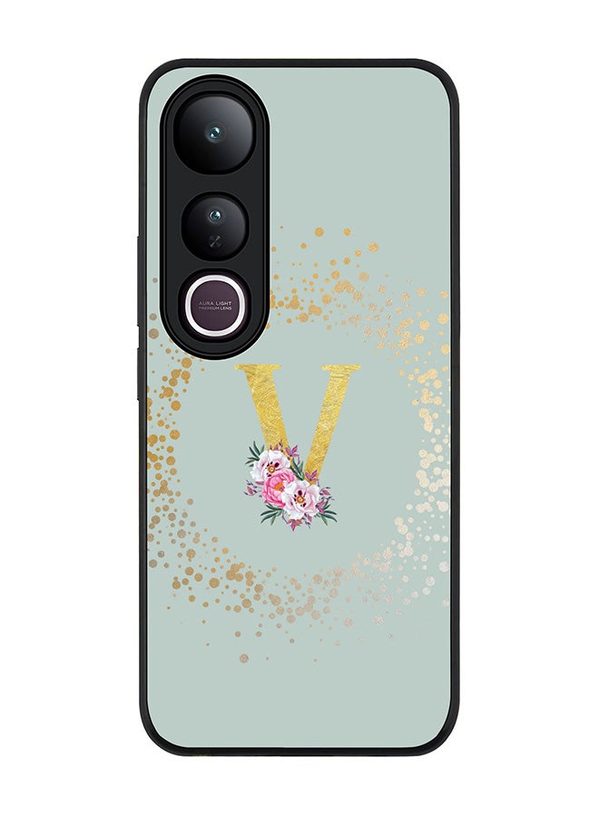 Stylizedd For vivo V50 Lite Case,Slim fit Camera Protection, Shockproof Thin Phone cover  - Custom Monogram Floral - V  (Light Grey )
