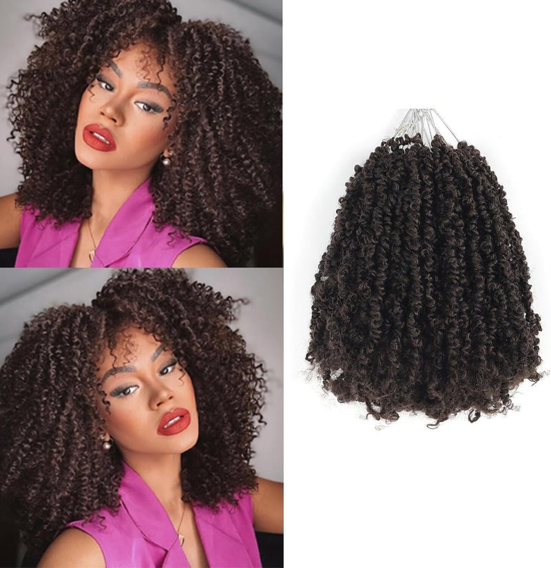 datanala Yanky Twists Crochet Braiding Hair, 12 Inch, 9 Packs, Ombre, Curly, Pre-looped, Crochet Braids Hair Extensions for Women (4#, 12inch) - Image 1