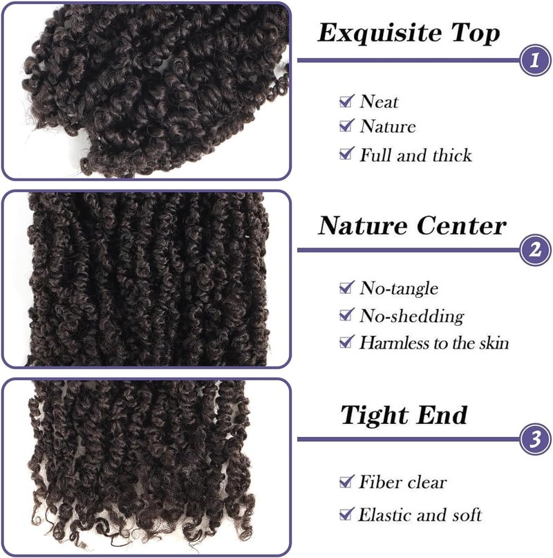 datanala Yanky Twists Crochet Braiding Hair, 12 Inch, 9 Packs, Ombre, Curly, Pre-looped, Crochet Braids Hair Extensions for Women (4#, 12inch) - Image 2