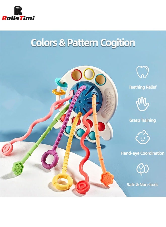 رولستيمي مونتيسوري سحب سلسلة طفل اللعب لمدة 6-12 أشهر ، عضاضة في وقت مبكر التعليمية للطفل ، الأزرق - Image 2