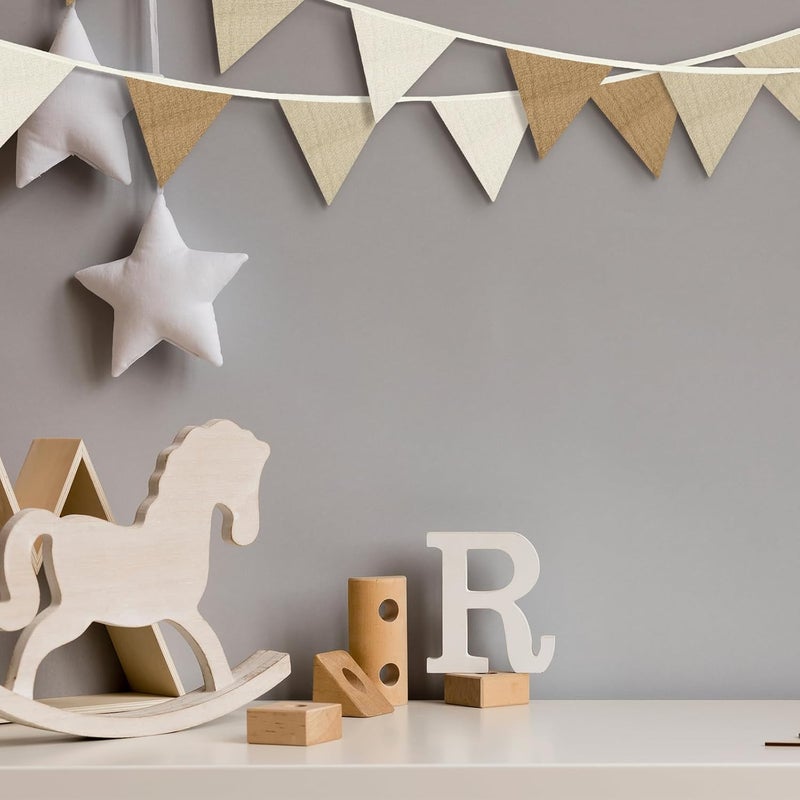 Oudain 2 Pcs Pennant Banner Flags Nursery Garland Triangle Bunting Flags Playroom Wall Decor Banner for Nursery Baby Shower Birthday Boho Wedding Party Event, Each 7.75 ft(Simple Color) - Image 4