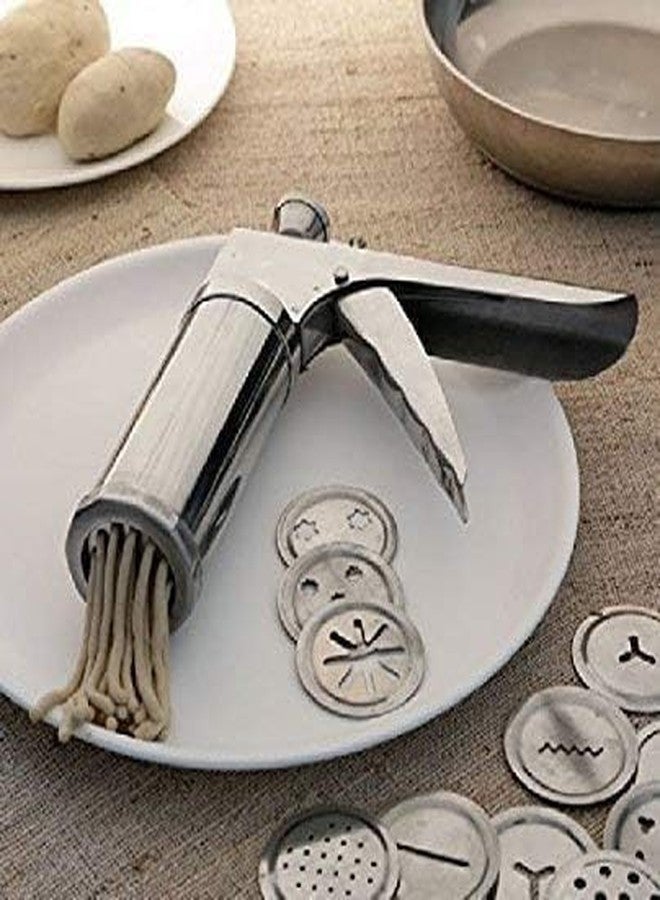F4FIVE Stainless Steel Kitchen Press with 15 Different Types of Jalies, Murukku Maker Bhujiya Maker Noodles Cookies Namkeen Chakali Maker Sev Maker Farsan Maker Gathiya Maker - Image 3