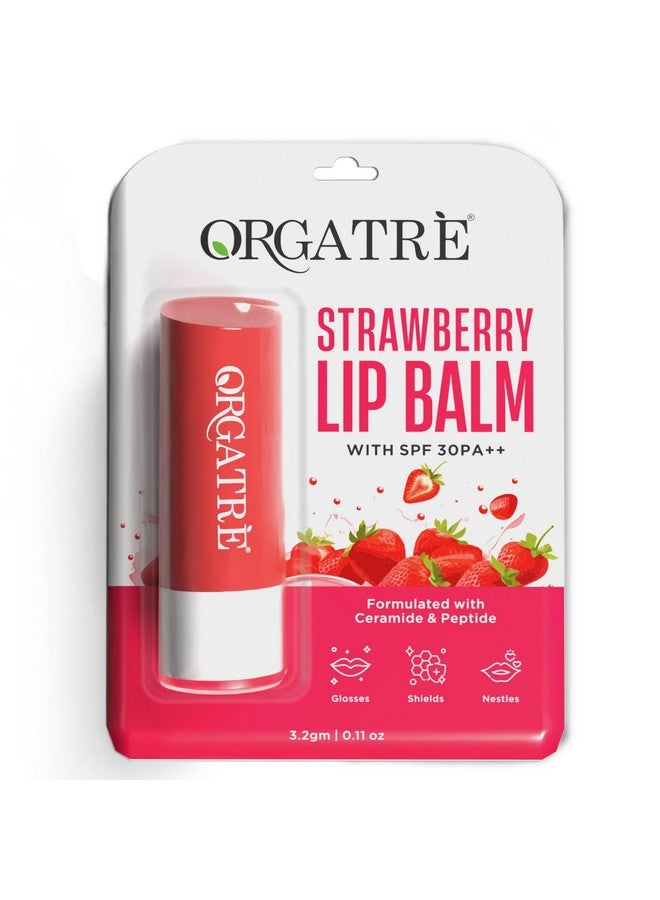 ORGATRE Strawberry Lip Balm for women 3.2gm | SPF 30 PA++ | Lip Balm for Dark Lips, Pigmentation, Dry & Chapped Lips | Ceramide & Peptide - Image 1