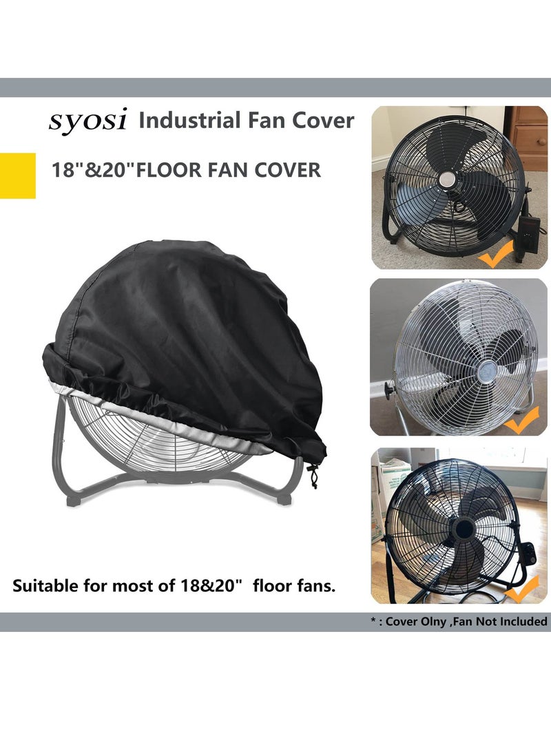 SYOSI Industrial Fan Cover Waterproof and Dustproof Cover for Most 18" 20" High Velocity Electric Industrial and Home Floor Fan Household Fan Cover For Outdoor Black 24"x7.5"x24" - Image 5