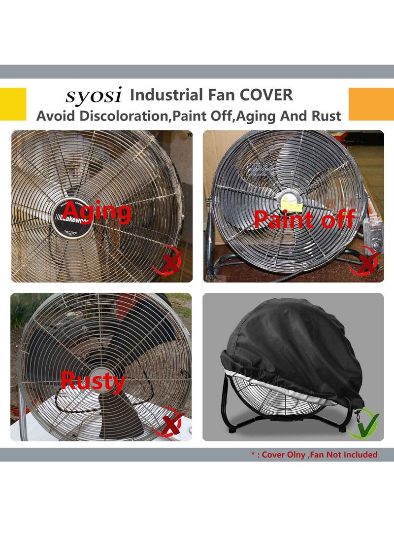 SYOSI Industrial Fan Cover Waterproof and Dustproof Cover for Most 18" 20" High Velocity Electric Industrial and Home Floor Fan Household Fan Cover For Outdoor Black 24"x7.5"x24" - Image 3
