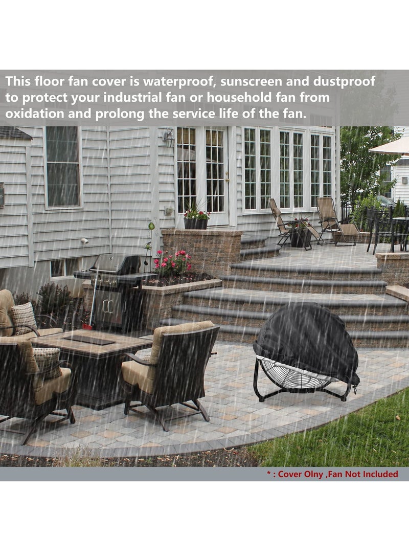 SYOSI Industrial Fan Cover Waterproof and Dustproof Cover for Most 18" 20" High Velocity Electric Industrial and Home Floor Fan Household Fan Cover For Outdoor Black 24"x7.5"x24" - Image 2