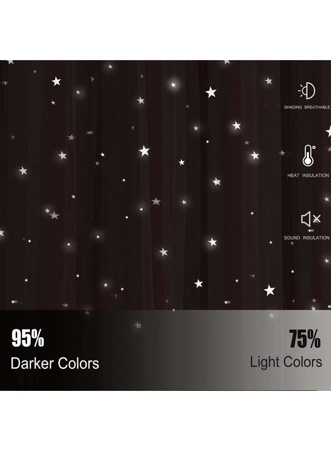 UNISTAR 2 Panels Stars Blackout Curtains for Bedroom Girls Kids Baby Window Curtain Double Layer Star Cut Out Aesthetic Living Room Decor Wall Home Decorations Curtain,W52 x L84 Inches,Pink - Image 2