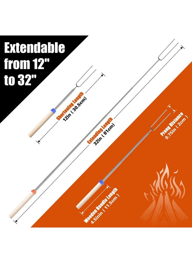 Briout - Briout Extendable Stainless Steel Roasting Sticks - Smores Sticks for Fire Pit Long 32 Inch, Smore Skewers Hot Dog Fork Campfire Accessories, Camping Essentials for S'mores - 10 Pack - Image 1
