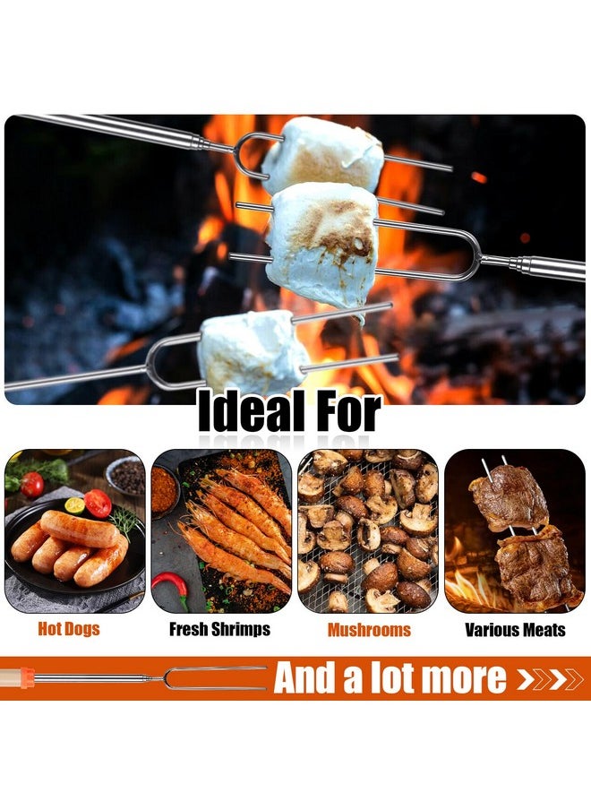 Briout - Briout Extendable Stainless Steel Roasting Sticks - Smores Sticks for Fire Pit Long 32 Inch, Smore Skewers Hot Dog Fork Campfire Accessories, Camping Essentials for S'mores - 10 Pack - Image 1