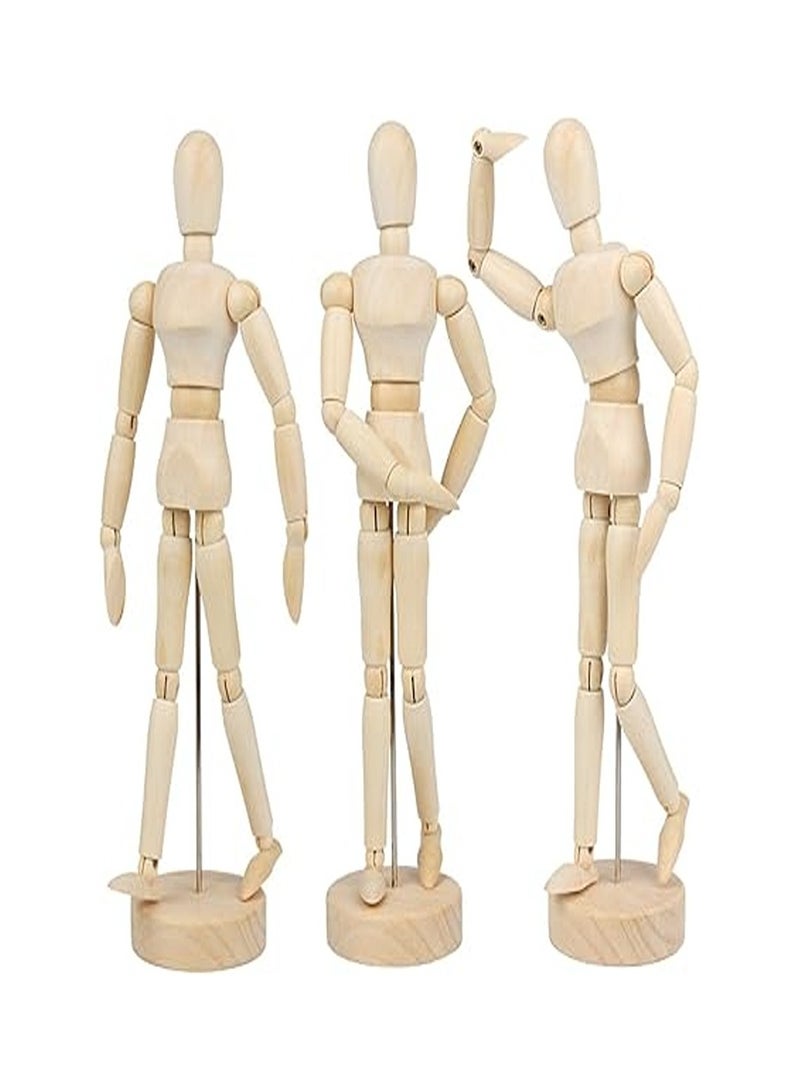 3 احجام مختلفة من المانيكان خشبي بتصميم مفاصل رسم لجسم الانسان - Image 1