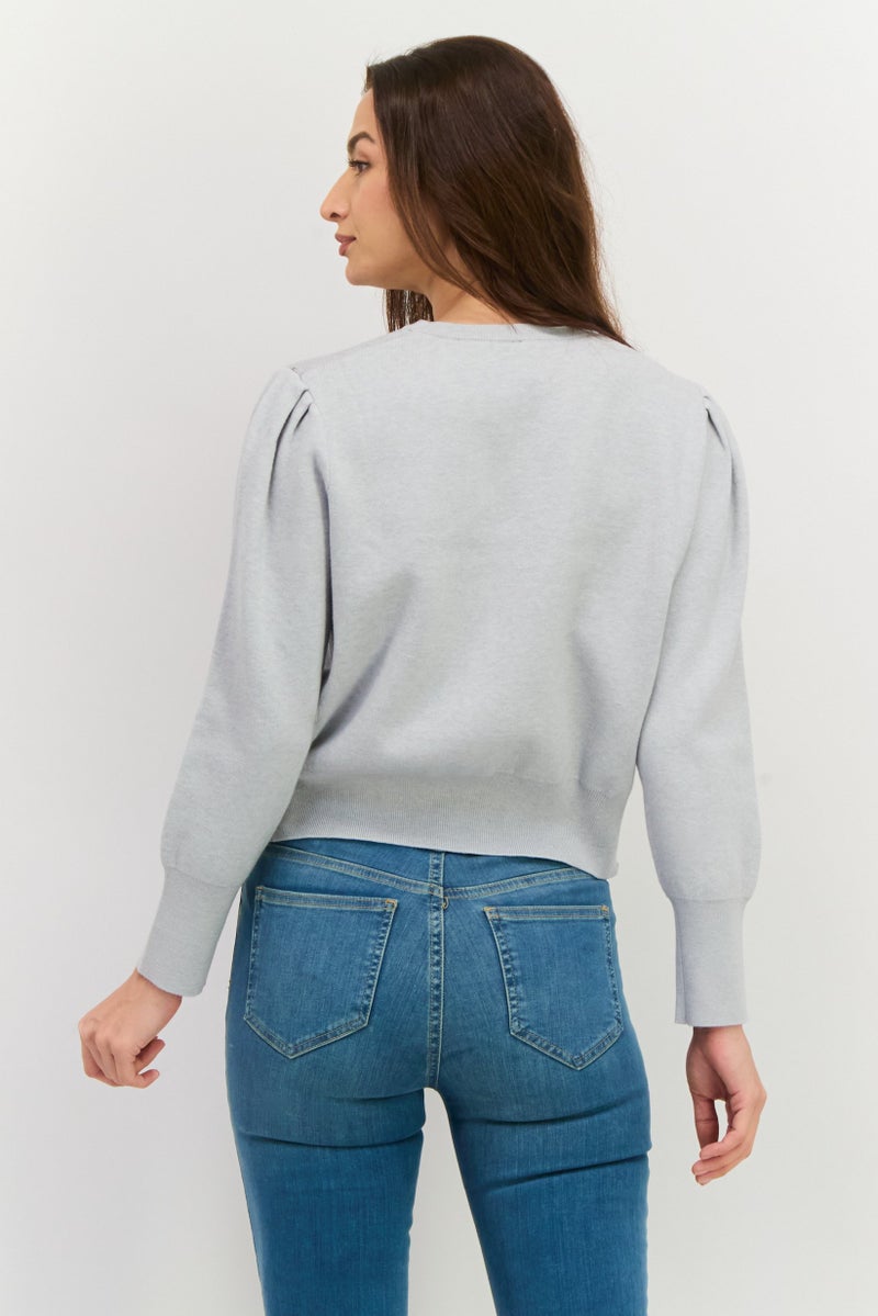 Pepe Jeans سويت شيرت نسائي بأكمام طويلة بتصميم زهور، رمادي - Image 4