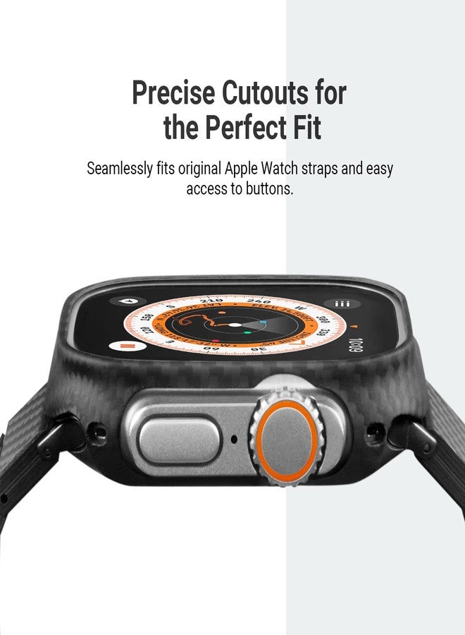 PITAKA حافظة PITAKA لساعة آبل الترا 3/2/1، حافظة آبل ووتش الترا أنيقة ورفيعة 49 مم - مصنوعة من ألياف الأراميد، أسود/رمادي (تويل) - Image 3