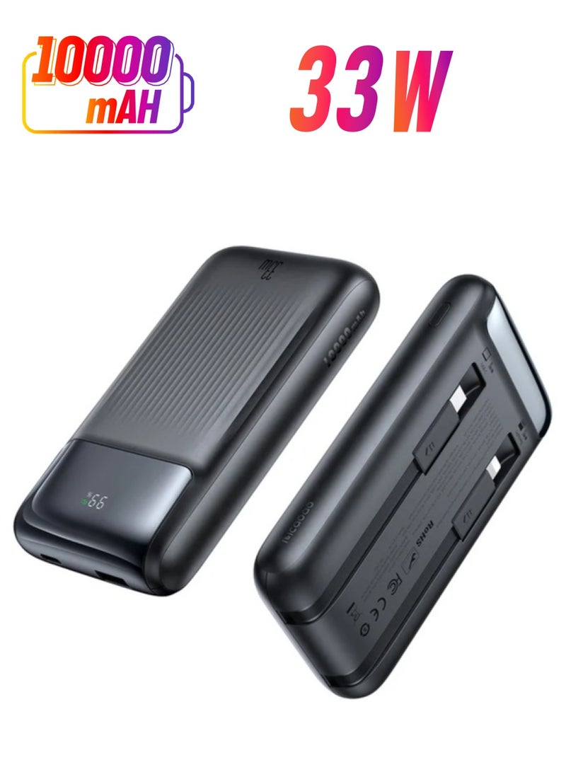 Mcdodo 33W 10,000 mAh with Built-in Cables and Digital Display – MC-0231 – Black - Image 1