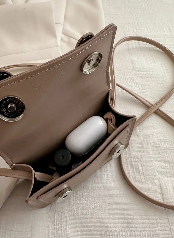 Take Two Beige Crossbody Bag with Adjustable Strap