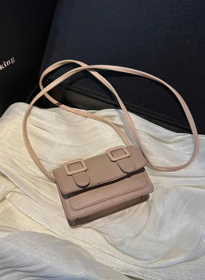 Take Two Beige Crossbody Bag with Adjustable Strap