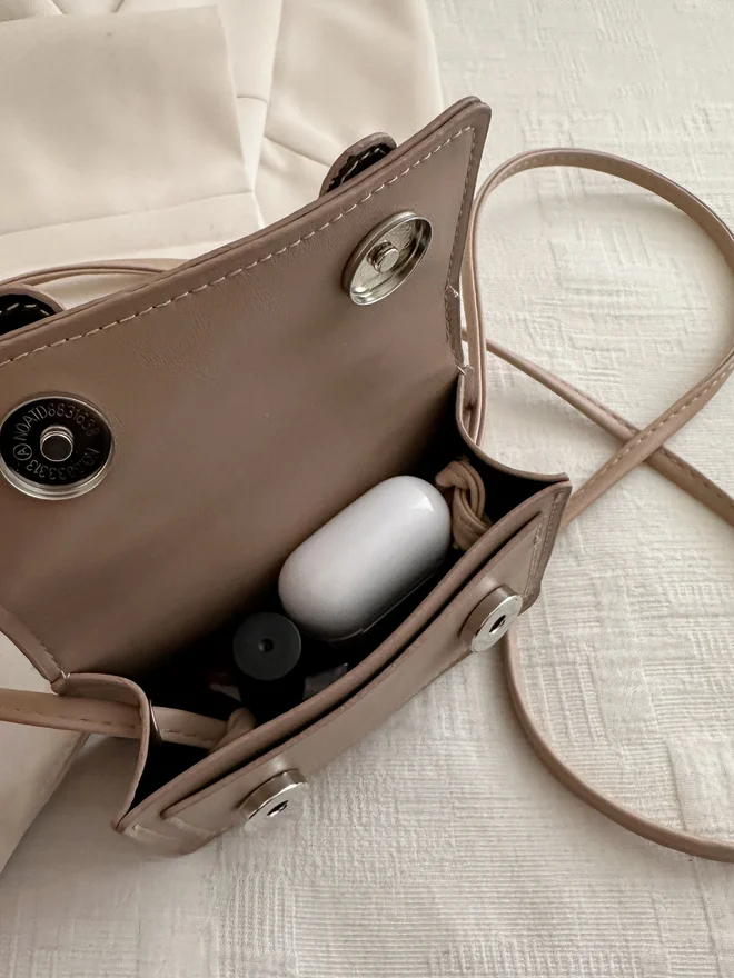 Beige Crossbody Bag with Adjustable Strap