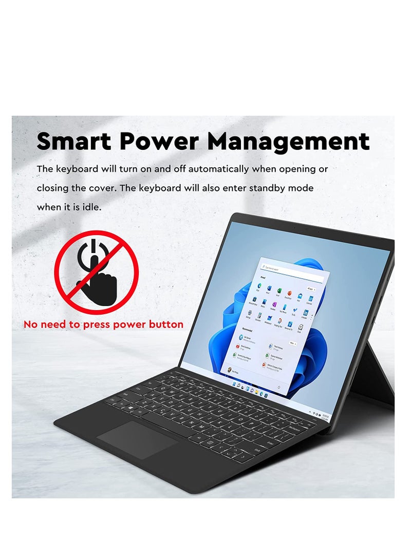 Surface Pro 9/ Pro 8/Pro X Bluetooth Wireless Keyboard with Trackpad Backlit Magnetic Keyboard for Microsoft Surface Pro X,Black - Image 2