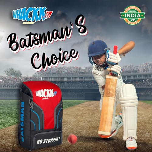 WHACKK Batsman|Cricket|Cricket Kit Bag Backpack |Juniour & Youth Kitbag |Player Edition 2 Bat Pockets Shoe Pocket |Big Main Comp. Fits 15.5 inch Leg Pad|2 Bottle Holders (Grey red) - Image 5