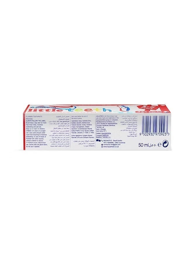Aquafresh Little Teeth Kids Toothpaste 50ml Pack of 2 for Children 3 to 5 Years Fluoride Cavity Protection Mild Mint Enamel Care - Image 4