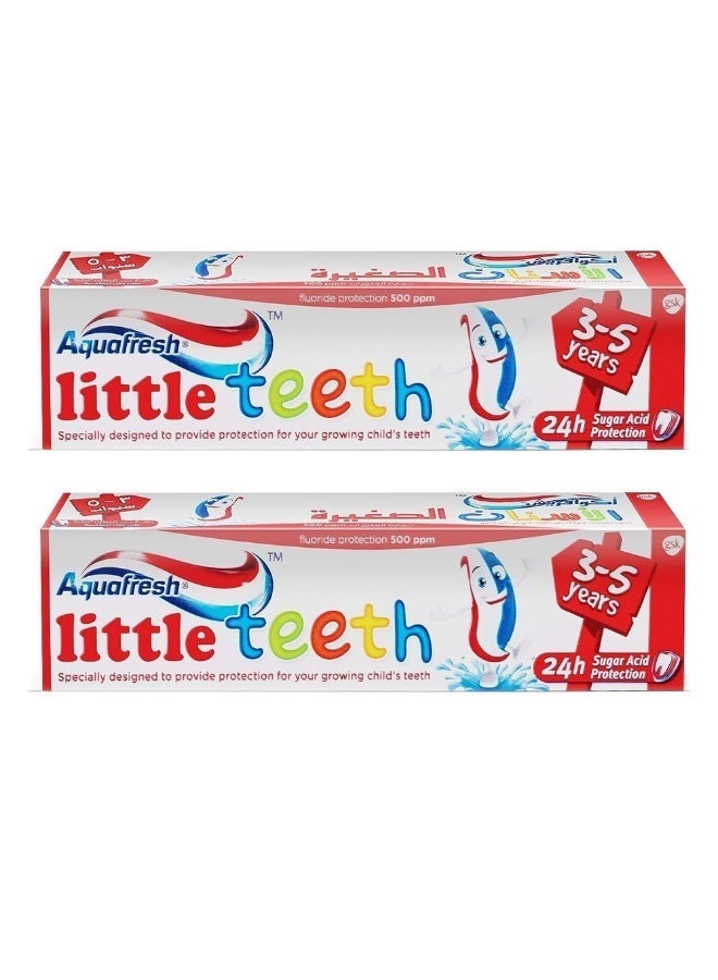 Aquafresh Little Teeth Kids Toothpaste 50ml Pack of 2 for Children 3 to 5 Years Fluoride Cavity Protection Mild Mint Enamel Care - Image 1