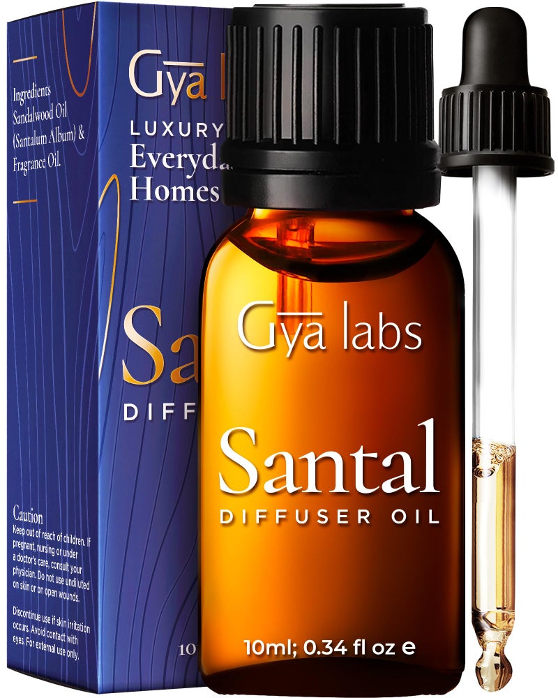 Gya Labs Santal Diffuser Essential Oil Blend - 100% Pure Natural Aromatherapy Sandalwood Essential Oils for Diffusers for Home - Santal Perfume for Car & Office (0.34 Fl Oz) - Image 1