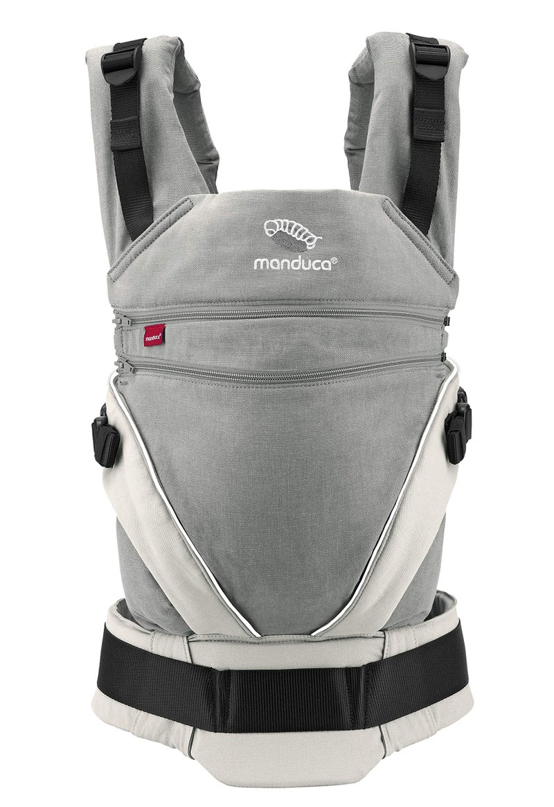 manduca XT Baby Carrier - All-In-One Baby Carrier for Newborns from 3.5 kg and Toddlers up to 20 kg - Ergonomic Child Carrier with Adjustable Bridge - One Size, Grey-White - Image 1