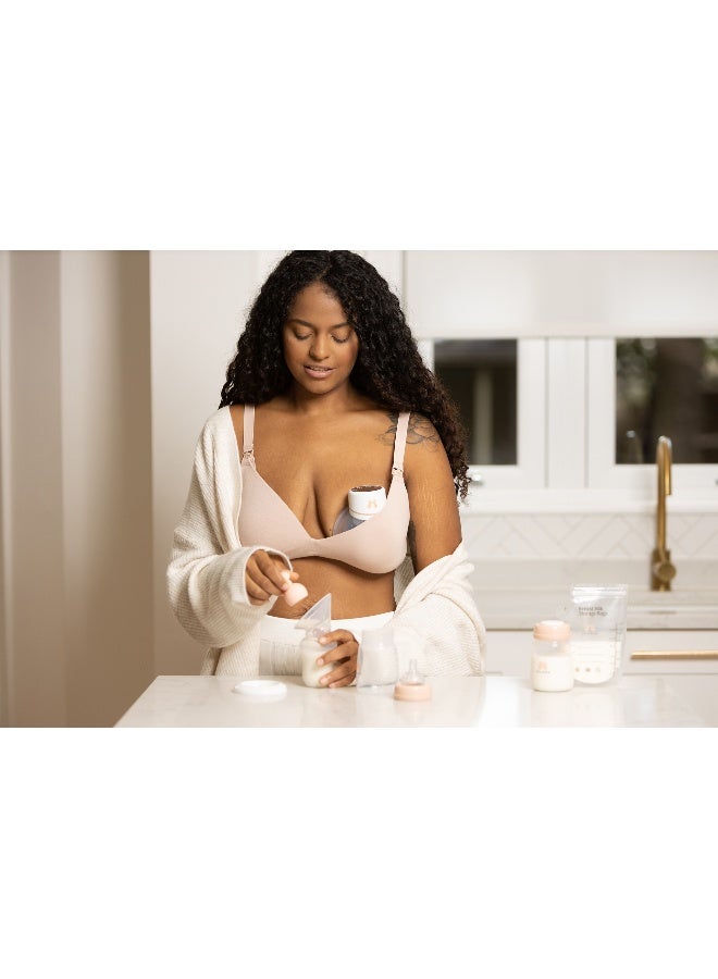 Fraupow Silicone Breast Pump & Milk Collector | Wearable Breast Shell | Award Winning Hands-Free Milk Catcher with Collection Bottle & Storage Lid | Include Midwife Consultation - Image 5