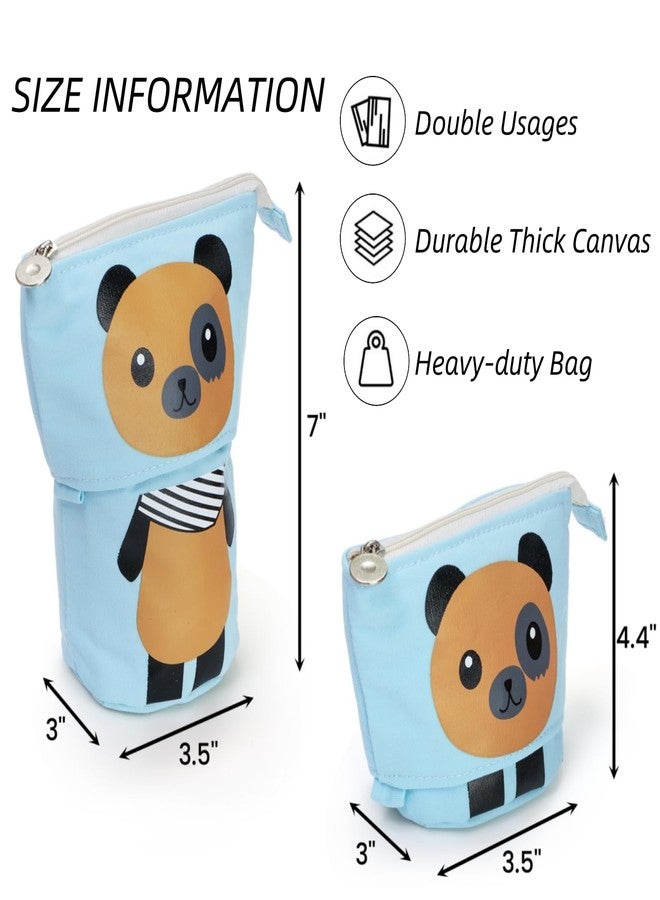 Nagpew 4 Pack Standing Pencil Case, Cute Telescopic Stationary Pouch with Zipper, Kawaii Spacious Pop Up Bag Portable Canvas Makeup Holder for Pens, Cosmetics, Office Supplies - Image 2