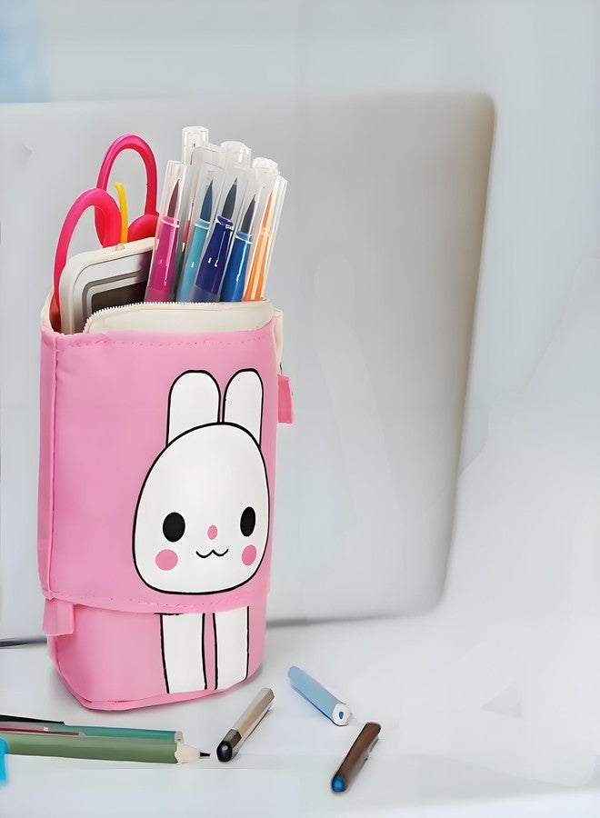 Nagpew 4 Pack Standing Pencil Case, Cute Telescopic Stationary Pouch with Zipper, Kawaii Spacious Pop Up Bag Portable Canvas Makeup Holder for Pens, Cosmetics, Office Supplies - Image 5
