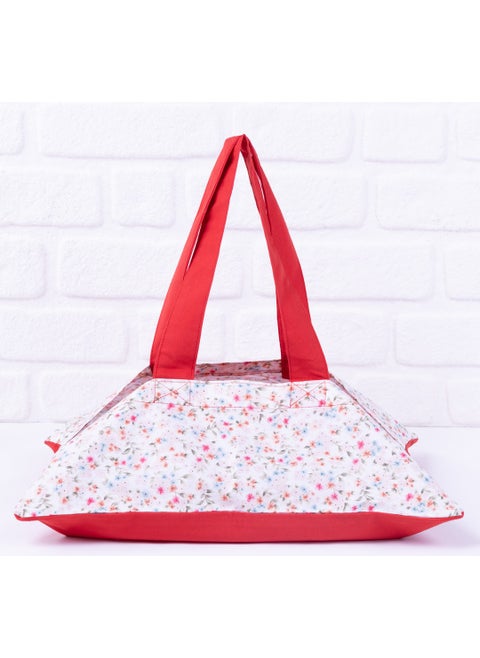 Water and stain repellent duck fabric, red flower patterned pyrex cover 26x37 cm
