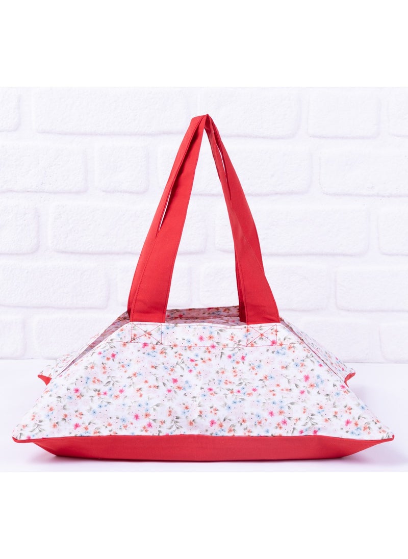 Water and stain repellent duck fabric, red flower patterned pyrex cover 26x37 cm