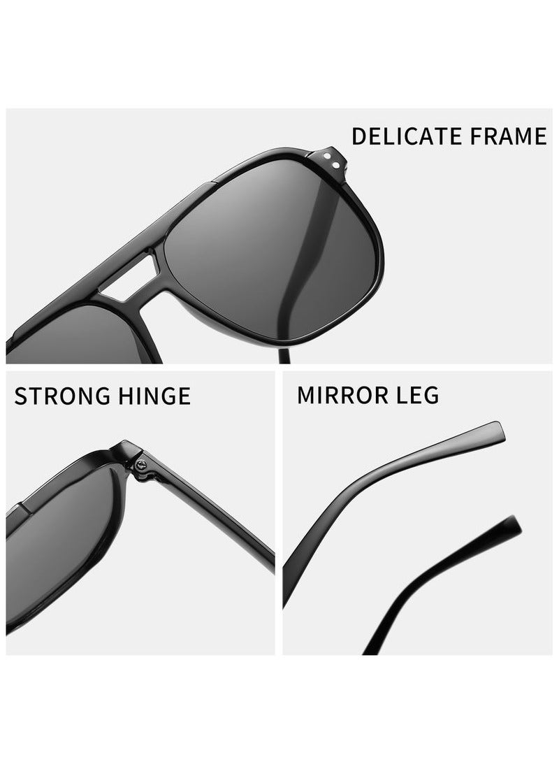 يوكانبي برشام مزدوج شعاع مربع أزياء النظارات الشمسية للجنسين العصرية شكل مقعر الظلال الرجعية - Image 2