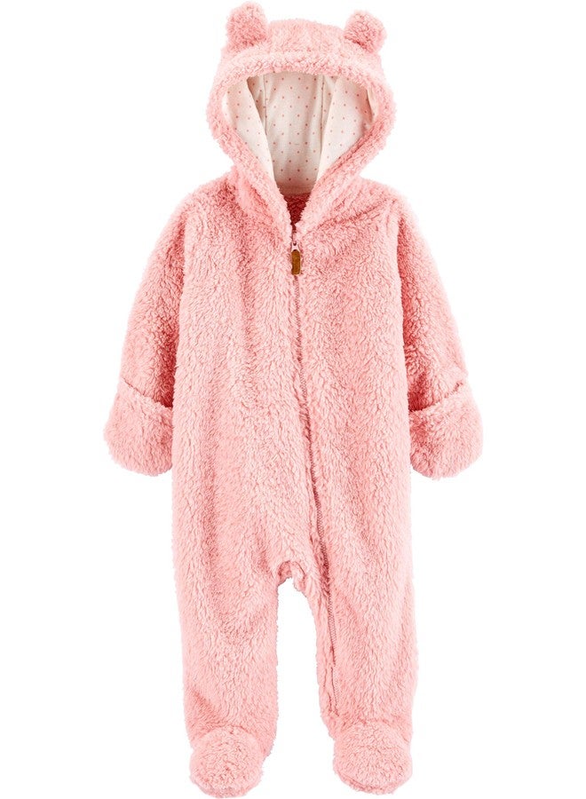 Carter's 0-9 Months Hooded Sherpa Bunting Pram (Pink Sherpa, 6 Months) - Image 1