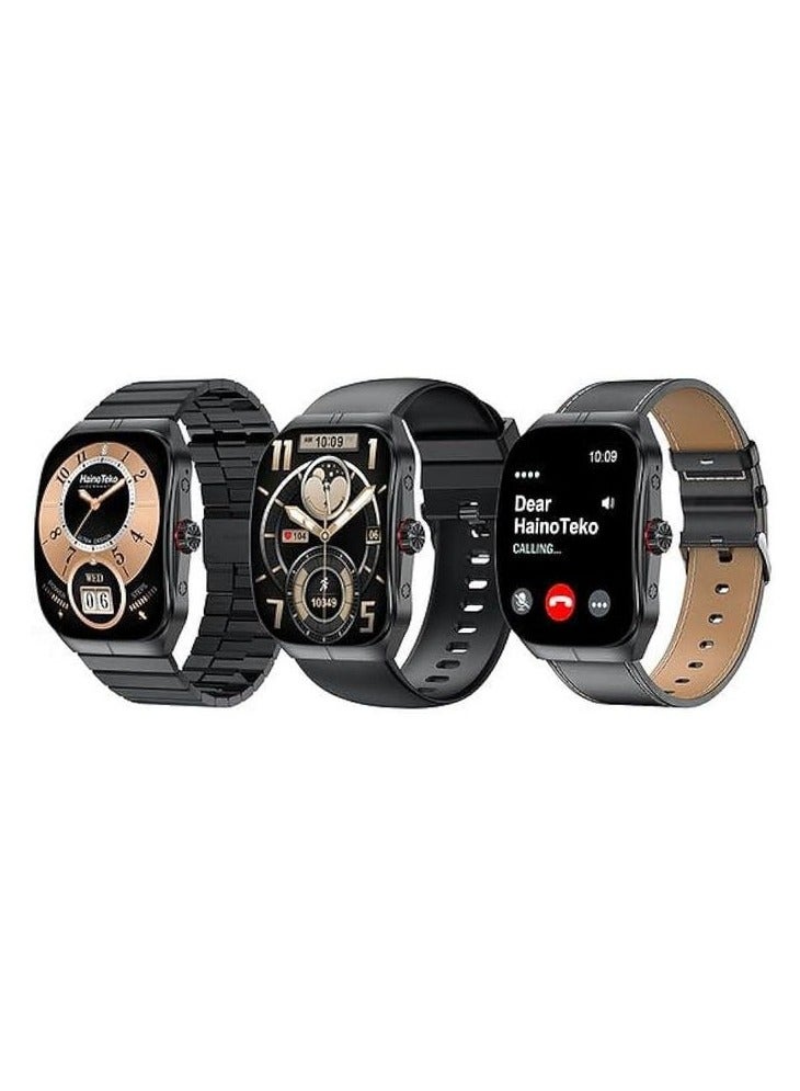 Haino Teko Haino Teko-7 Waterproof Curved AMOLED Diplay Smart Watch With 3 Pair Strap And Wireless Charger (Black) Brand: Haino Teko | - Image 1