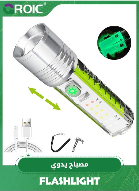 Zoomable Small Flashlight Powerful - 1500mAh 3000 Lumens Rechargeable Flashlights with 8 Light Modes, Waterproof Magnetic Handheld Flashlights for Emergencies, Camping, Hiking