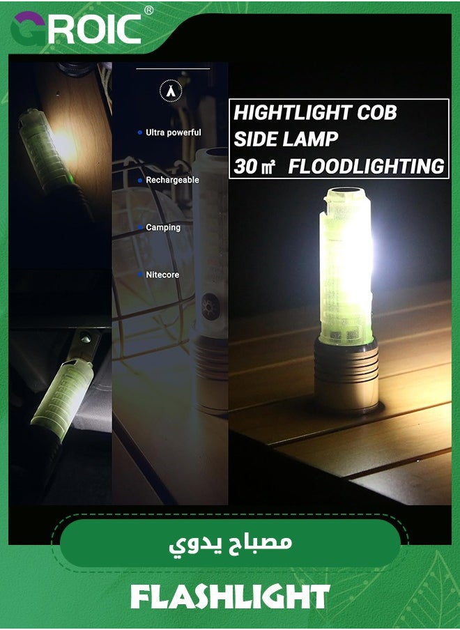 GROIC - Zoomable Small Flashlight Powerful - 1500mAh 3000 Lumens Rechargeable Flashlights with 8 Light Modes, Waterproof Magnetic Handheld Flashlights for Emergencies, Camping, Hiking - Image 1