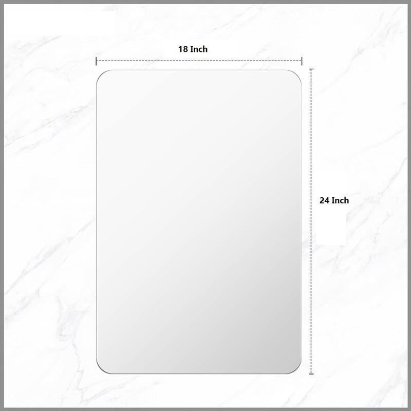 SEVEN HORSES Corner Round Beveled Wall Mirror for Bathroom,Washbesin,Dining Room etc (Size 18 X 24 Inch) - Image 2
