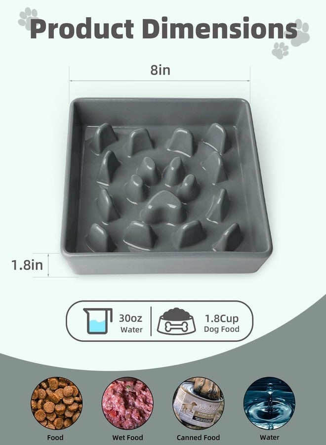 ONTUBE Ceramic Slow Feeder Dog Bowl, 1.8 Cup Fun Pet Food Dish for Small & Medium Breeds to Slow Down Eating, Anti-Gulping, Stop Bloat, Preventing Choking (Grey) - Image 2